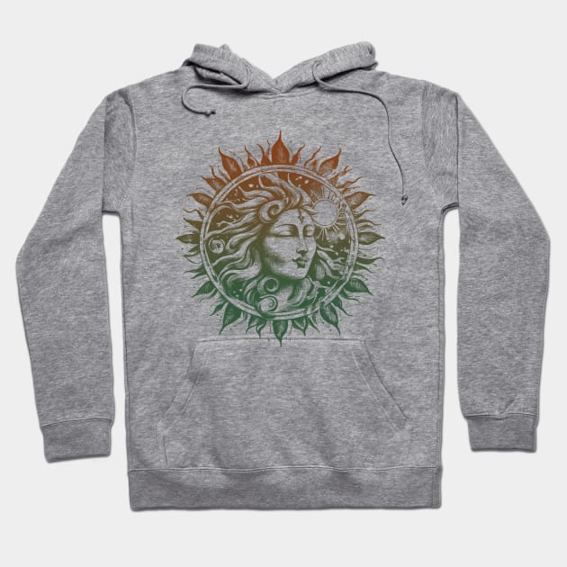 Sun Face Mandala-Style Fantasy Nature Earth Mother for Women Hoodie by Pine Hill Goods